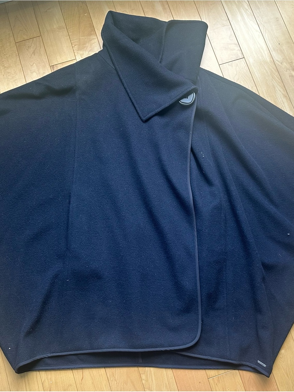 Saint-James Dark Navy Wool-Blend Cape Jacket